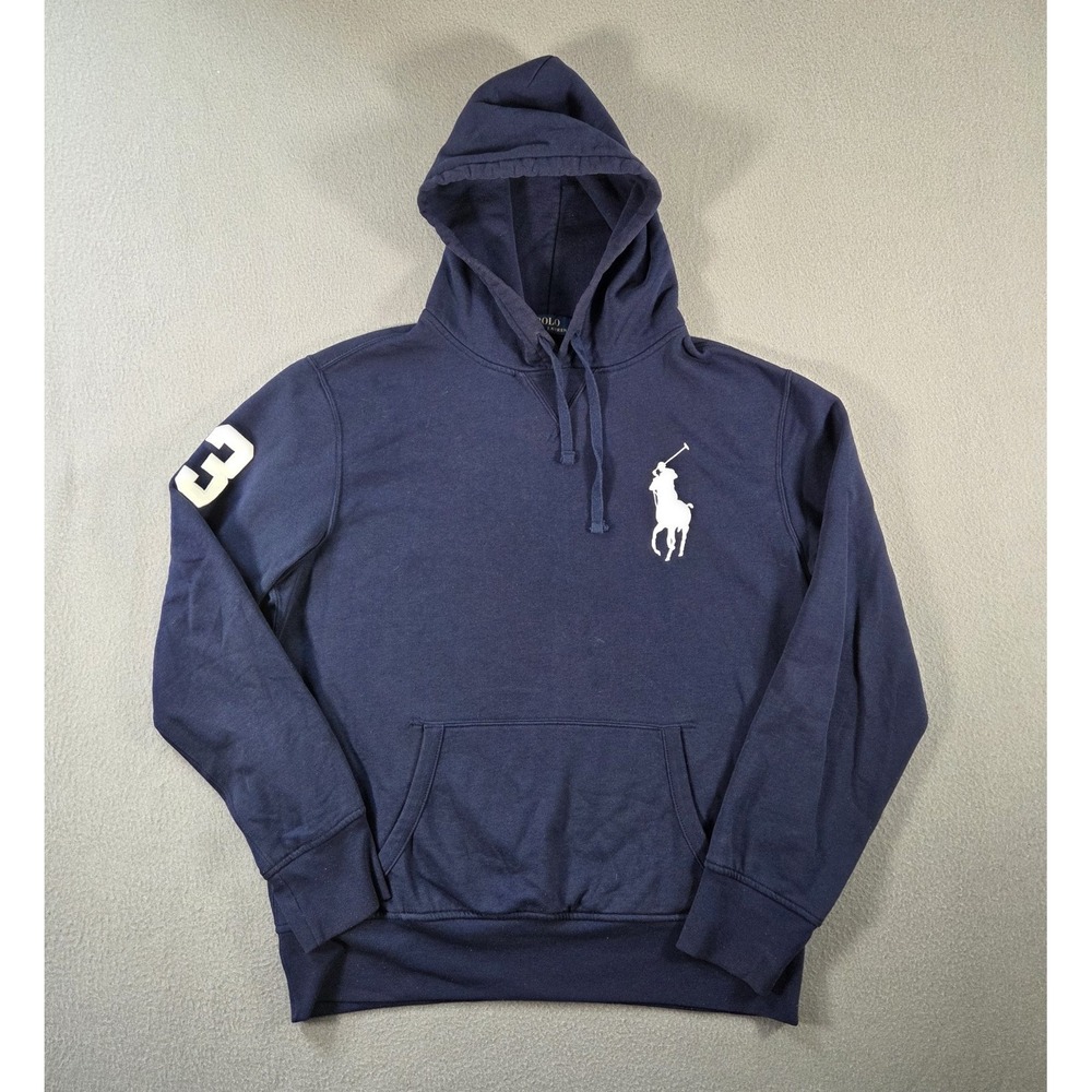 Polo Ralph Lauren Hoodie Mens Large Navy Big Pony Sweatshirt Pullover Rugby